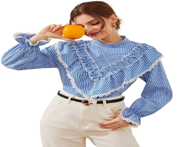 Cotton_Printed_Crop_Shirt_For_Women�Blue_Strip